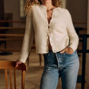 Sézane YSALINE cardigan xxs Ecru